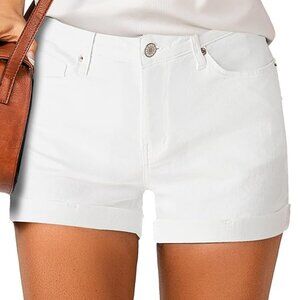 White Rolled cuffed denim shorts
